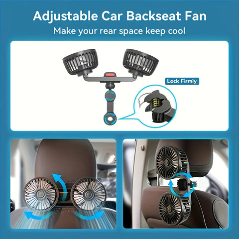 Tragbarer Doppel-Autoventilator – 5-Blatt 360° Drehbar Ultra-Leise