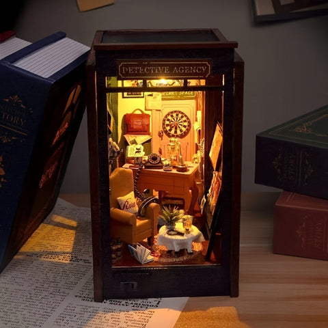 Detektivbüro DIY Miniaturhaus – 3D Puzzle-Set mit Beleuchtung für kreative Hobbyisten