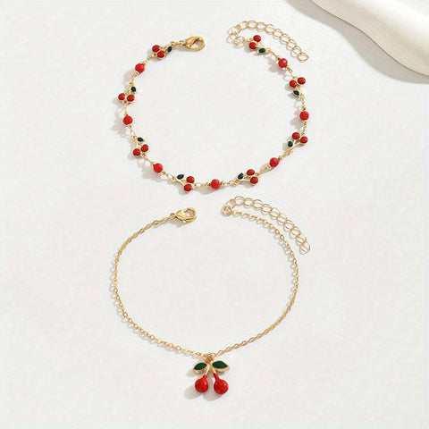 CherryTwist Doppeltes Fußband Set – Frisch und Trendy