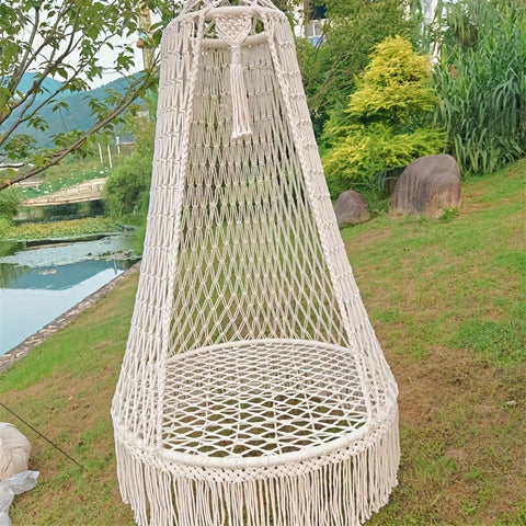 BohoSwing Handgewebter Hängestuhl – Entspannte Bohemian-Vibes