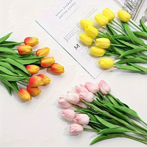 Set von 15 Realistischen Kunst-Tulpen – Perfekt für Hochzeiten, Feiern und Wohnungsdekoration