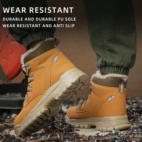 Sicherheitsstiefel für Männer mit Stahlkappen und Fleece – Strapazierfähig und Durchstichsicher