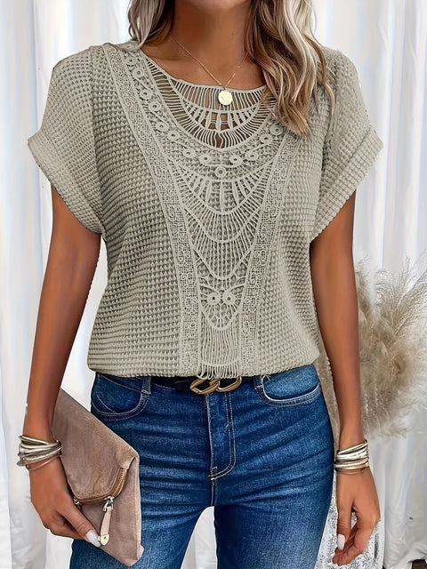 Damen Casual T-Shirt mit Spitze - Komfort und Eleganz