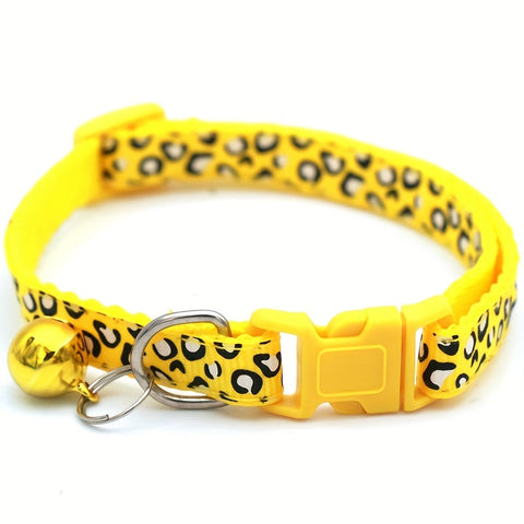 Set von 6 Leopardprint Katzenhalsbändern – Verstellbar und Sicher mit Glocke