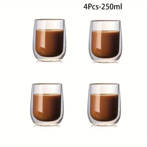 Set aus 4 doppelwandigen Gläsern – 350ml Glas für heiße und kalte Getränke