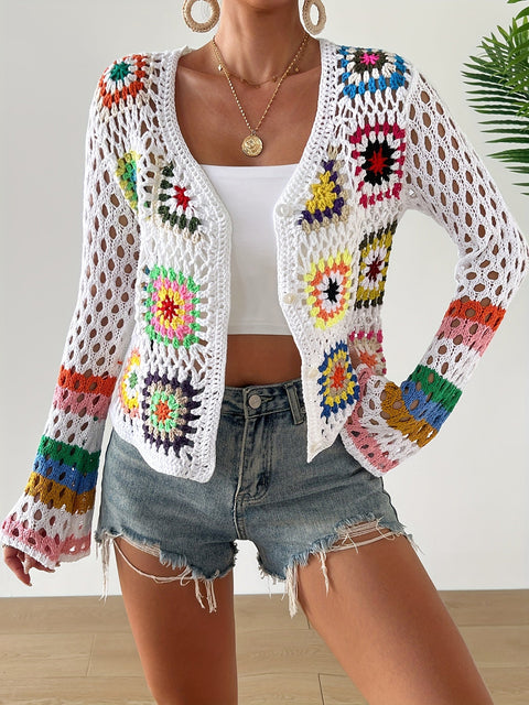 Bohemien Handgemachte Häkelkleid – Bunt und Bequem