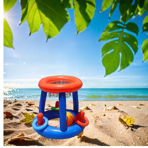 Aufblasbares Schwimmbad-Basketballset – Korb, Ball und Ringe Inbegriffen