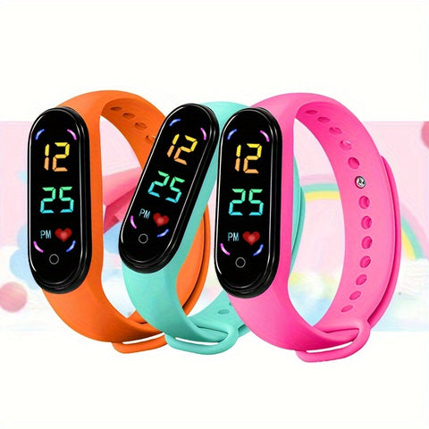 Leuchtende Kinderuhr - Buntes LED-Display und Sportliches Design