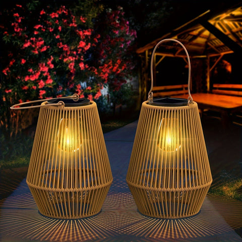 Boho Solar Hängeleuchten Set – Nachhaltige Wicker Laternen für Garten und Balkon