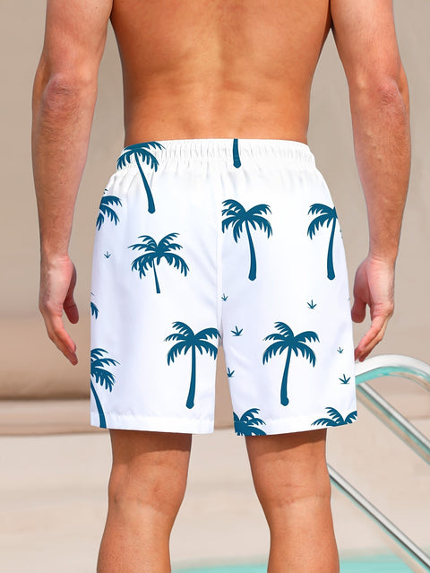 Sommer Herren Badehose – Schnell trocknend mit Palmenprint und elastischem Bund