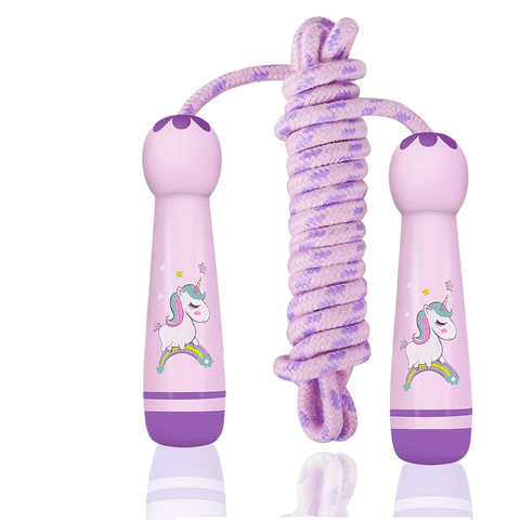 Einhorn Springseil - Gemütliches Springseil für Kinder mit Holzgriffen