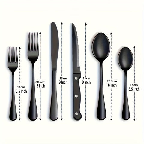 Schwarzes Edelstahl-Besteckset – Modernes Design mit Hochwertiger Verarbeitung