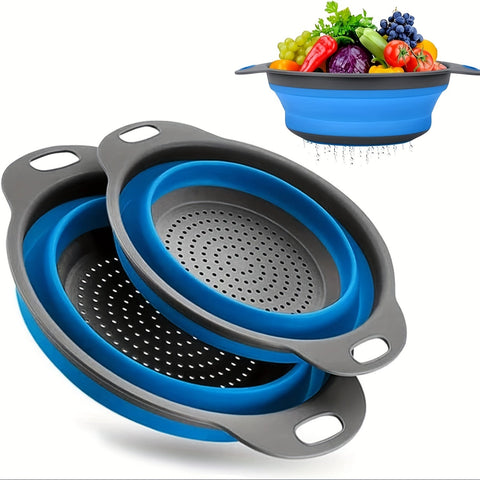 Faltbare Silikon-Sieb-Set – Perfekt für Pasta, Gemüse und Obst