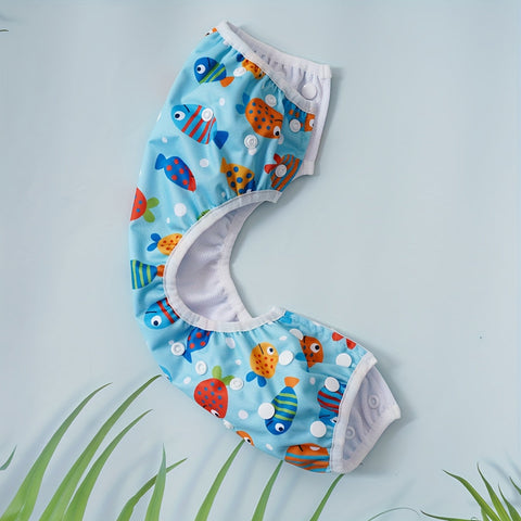 Verstellbare Waschbare Schwimmwindel für Babys – Auslaufsicher mit Fischdruck