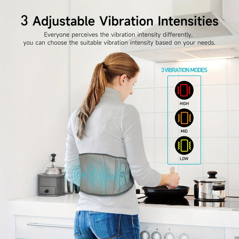 Drahtloser Heizmassagegurt für Rücken und Taille – 3 Einstellbare Wärme- und Vibrationsmodi für Maximale Entspannung