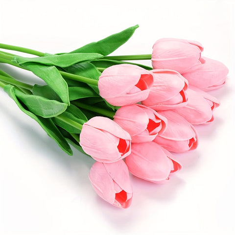 Set von 10 Künstlichen Weißen Tulpen – Perfekt für Hochzeiten, Fotografie und Innendekoration
