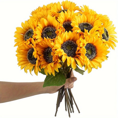 Set von 11 Lebhaften Sonnenblumen – Perfekt für den Herbst, Hochzeiten und Gartendekoration