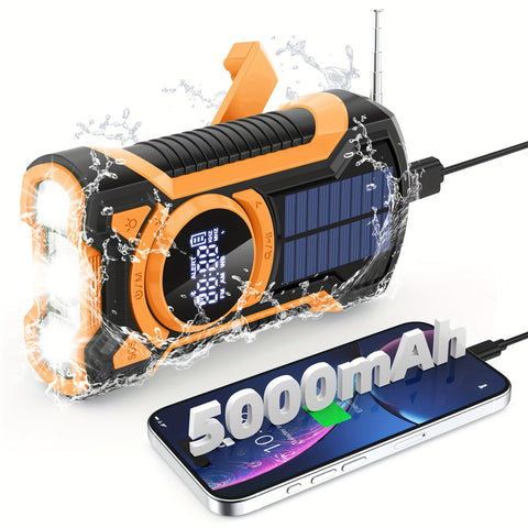 All-in-One Notradio mit Handkurbel und Solarpanel – Für Camping und Notfälle