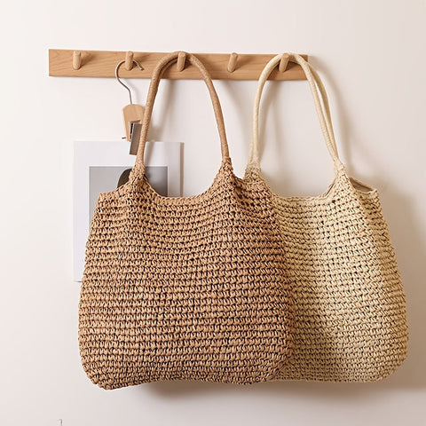 Damen Große Kapazität Gewebte Tote Tasche mit Reißverschluss