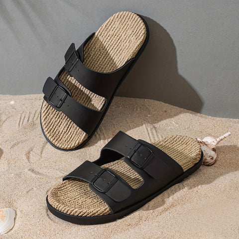 Stylische Herren Slipper – Atmungsaktiv mit Schnallenriemen und Rutschfester Sohle