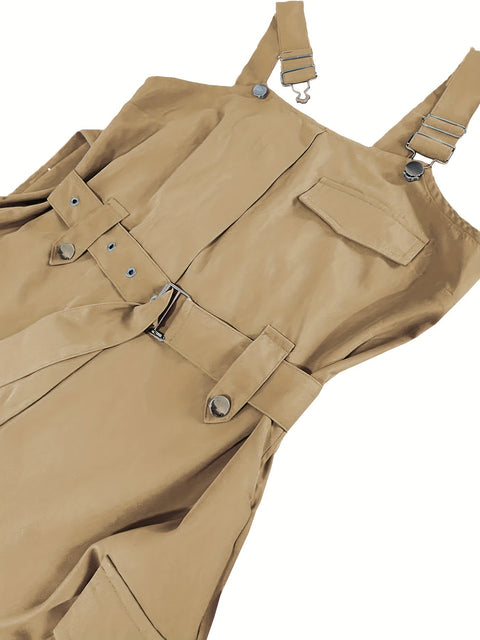 Effen Cargo Jumpsuit für Damen – Ärmellos und Mit Gürtel für Komfort und Stil