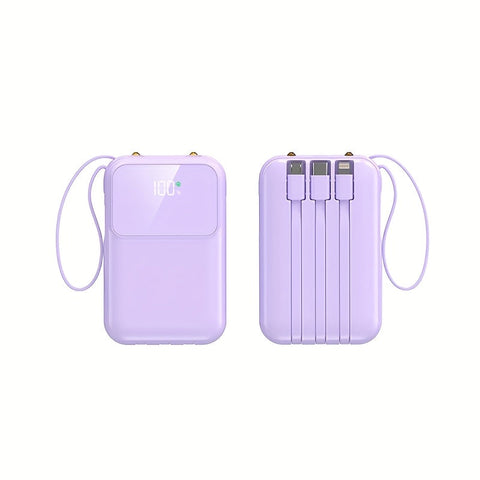 Ultimative Tragbare Powerbank 10000mAh - Schnellladen mit Eingebauten Kabeln
