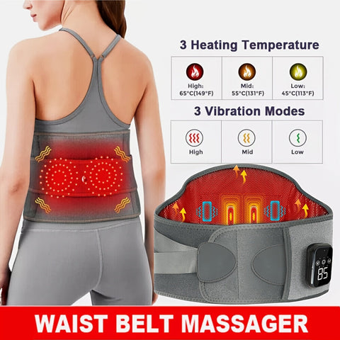 Drahtloser Heizmassagegurt für Rücken und Taille – 3 Einstellbare Wärme- und Vibrationsmodi für Maximale Entspannung