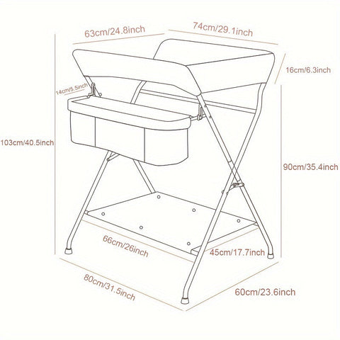 Verstellbare und Tragbare Wickeltisch für Babys – Perfekt für Organisation und Komfort