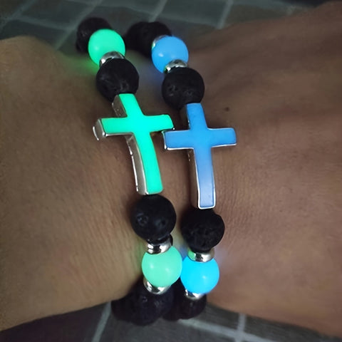 Leuchtendes Kralenarmband mit Kreuz - Für Einen Einzigartigen Stil