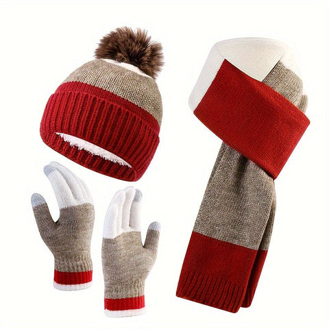 Trendiges Winterset - Mütze, Schal und Handschuhe für kalte Tage