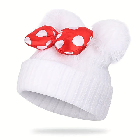 Sanne Schattige Minni Mütze für Kinder - Strick-Beanie mit Schleife und Pompons