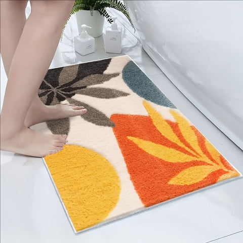 Abstrakte geometrische Badmatte – Absorbierend und weich für Badezimmer oder Küche