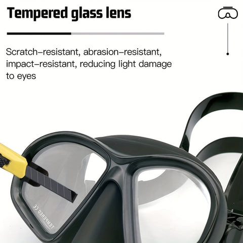 Temperiertes Tauchermaske mit Aufbewahrungstasche - Tauchbrille mit Anti-Beschlag und Kamerahalterung