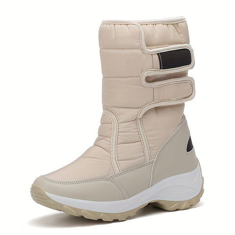 Damen Mid-Cut Schneestiefel – Warme Winterstiefel mit Rutschfester Sohle und Klettverschluss