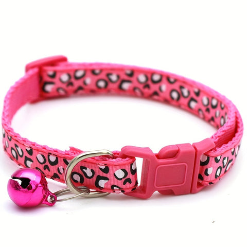 Set von 6 Leopardprint Katzenhalsbändern – Verstellbar und Sicher mit Glocke