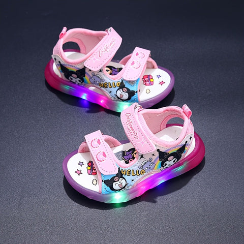 Sanrio Mädchen Sandalen mit Beleuchtung – Kawaii Cartoon Prinzessinnen Sandalen für den Sommer