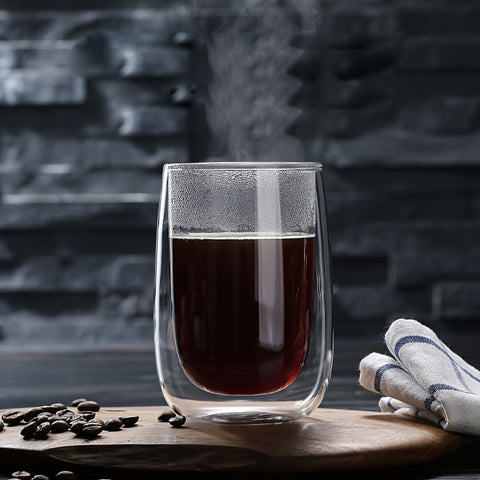 Set aus 4 doppelwandigen Gläsern – 350ml Glas für heiße und kalte Getränke