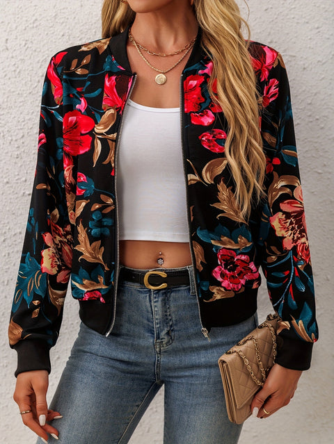 Elegante Blumen Bomberjacke – Trendy und Bequem für Frühling und Herbst