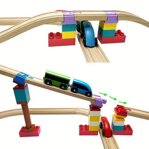 Set von 7-14 Bunt Holzgleisadaptern – Verstellbare Verbindungen für den Modellbau
