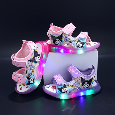 Sanrio Mädchen Sandalen mit Beleuchtung – Kawaii Cartoon Prinzessinnen Sandalen für den Sommer