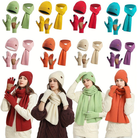 Fröhliches Winterset - Mütze, Schal und Handschuhe für Paare