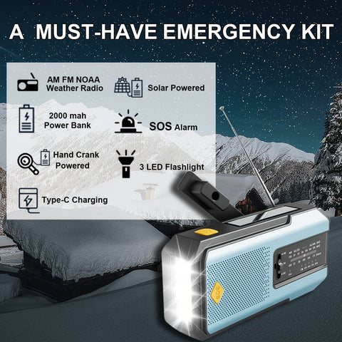 Daykit Tragbares AM/FM Radio – Mit Solarpanel und Taschenlampe
