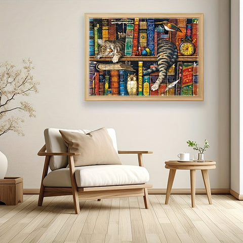 Kat auf dem Bücherregal Puzzle – Für Puzzler und Katzenliebhaber