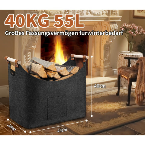 Faltbarer Filzkorb XL mit Holzgriffen – Nachhaltiger und Stilvoller Holzträger für den Innenbereich