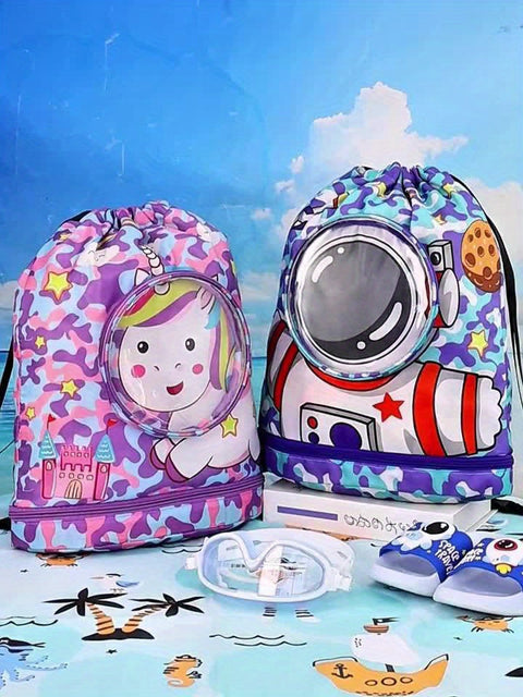 Cartoon Schwimmtasche mit Trocken/Nass Trennung – Stilvolle, Tragbare Tasche für Kinder und Erwachsene