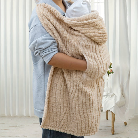 CuddleMe Baby Decken – Multifunktionale Kapuzen-Decke mit Khaki Streifen für Babys
