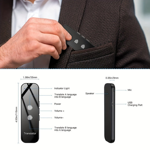 Tragbarer Zwei-Wege Sprachübersetzer – USB Aufladbar und Mit Eingebautem Wi-Fi