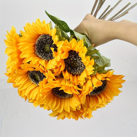 Set von 11 Lebhaften Sonnenblumen – Perfekt für den Herbst, Hochzeiten und Gartendekoration