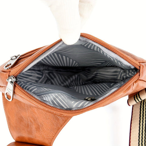 Vintage Kunstleder Crossbody Tasche – Verstellbarer Riemen mit Schnappverschluss