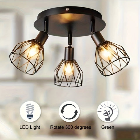 Industrielle Drei-Licht Deckenlampe - Für Flexible und Moderne Beleuchtung